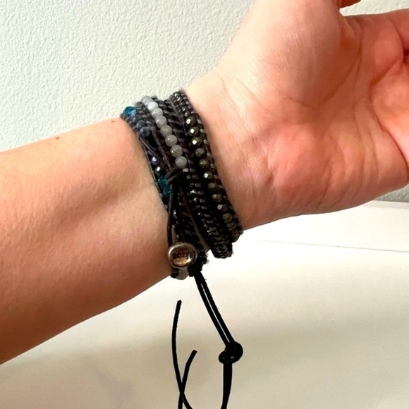 Lizou Leather & Gemstone Wrap Bracelet - Picture 3 of 5